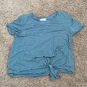Blue and white striped tie shirt